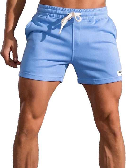 Mens 5 Inch/7 Inch Cotton Shorts Mens Sweat Athletic Shorts for Men Gym Worket Shorts with Pockets