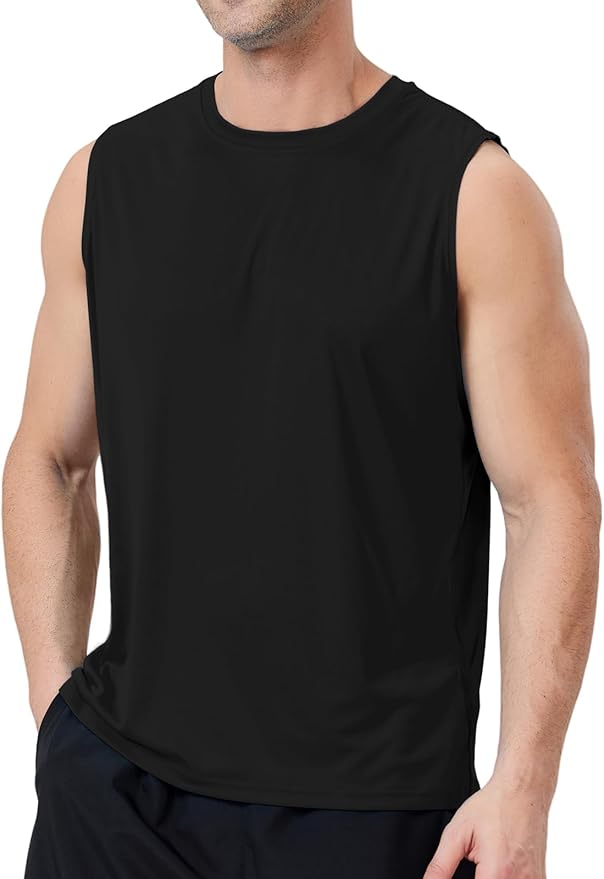 Men's Sleeveless UPF 50+ Swim Shirts Quick Dry Workout Tank Top UV Protection Running Gym Muscle T Shirts