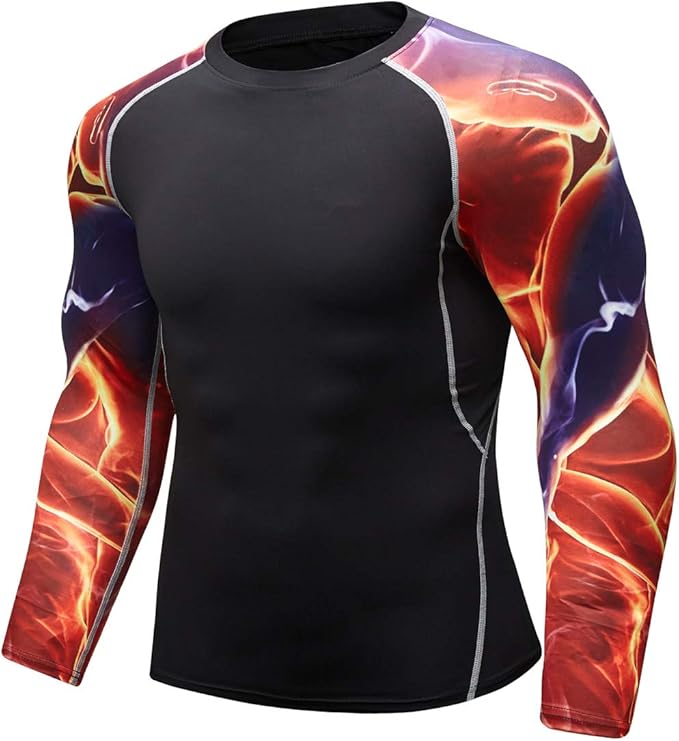 Men's Soft Fit Long Sleeve Workout Rashguard Cool Dry Compression Fitness Shirt