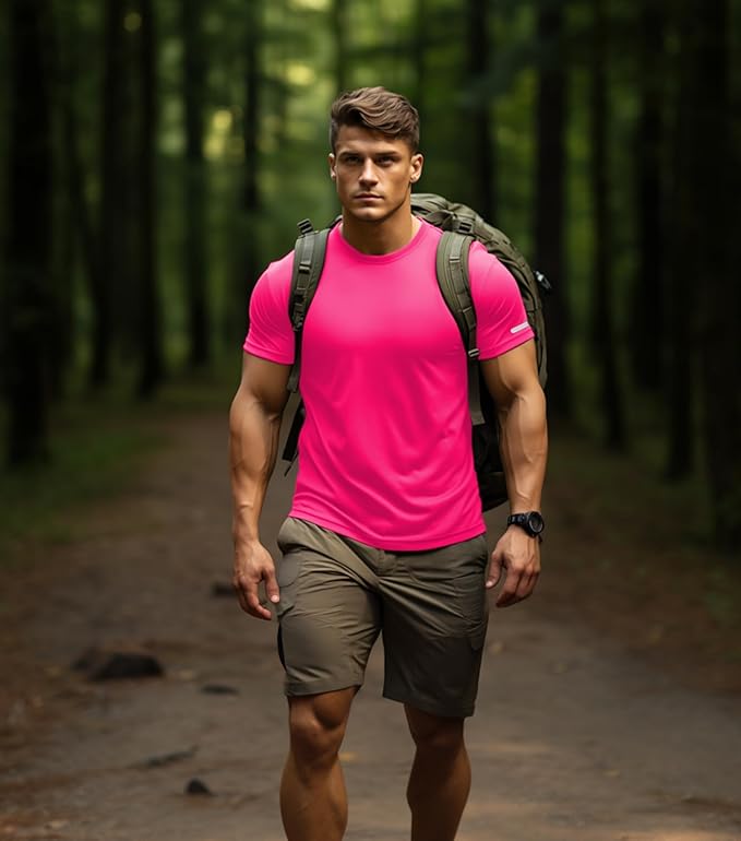 Mens Workout Shirts Fitted, Quick Dry Gym Tshirts Running Athletic Top Moisture Wicking Tee