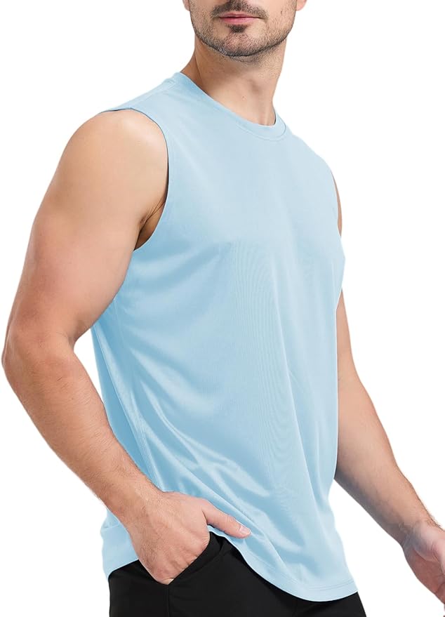 Men's Sleeveless UPF 50+ Swim Shirts Quick Dry Workout Tank Top UV Protection Running Gym Muscle T Shirts