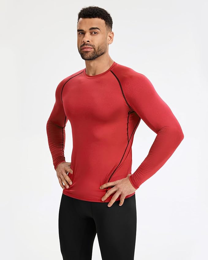 5,6 Pack Men's Compression Shirts Long Sleeve Rash Guard Workout Undershirt Base Layer Athletic Shirt