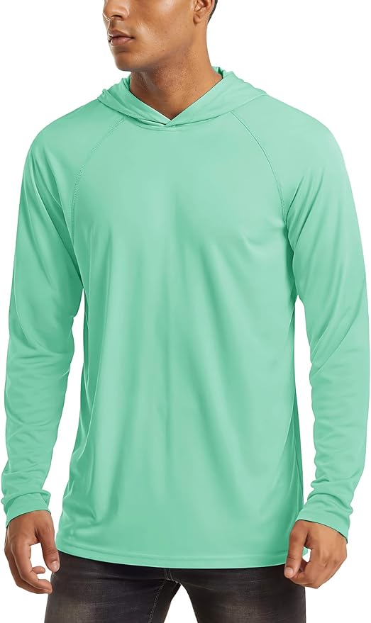 MAGCOMSEN Men's Hooded UPF 50+ Sun Protection T Shirts Long Sleeve Athletic Fishing Shirts Rash Guards