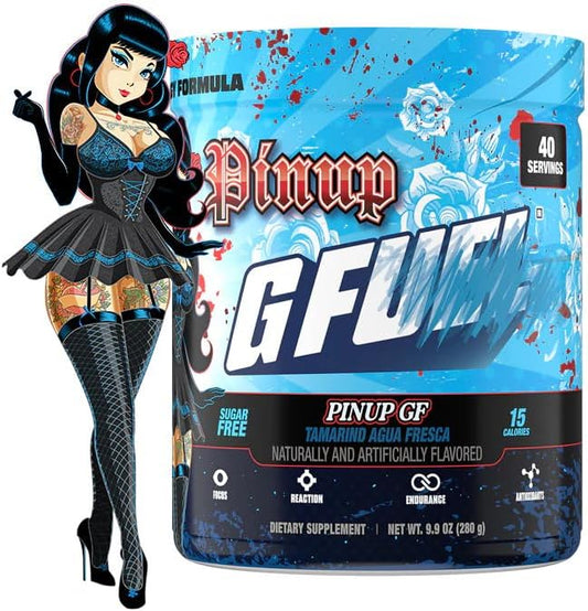 G Fuel Pinup GF Energy Drink Powder, Pre Workout Caffeine Mix for Gaming, Sugar Free Focus Amino, Vitamin + Antioxidants, 9.8oz (Tamarind Agua Fresca, 40 Servings)