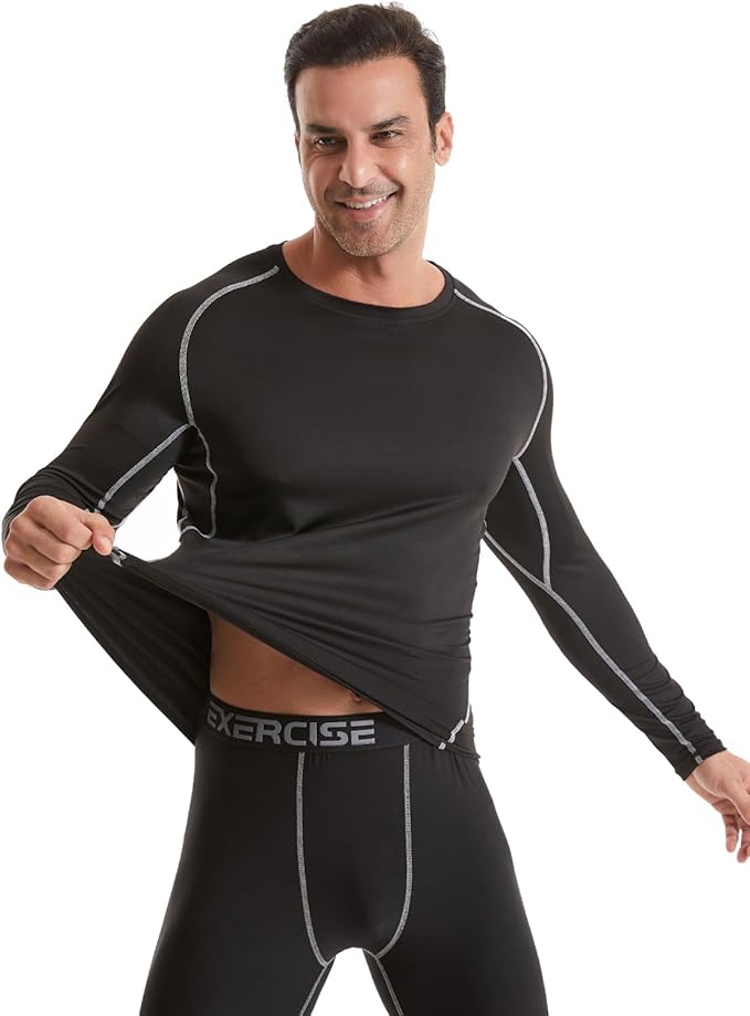 5,6 Pack Men's Compression Shirts Long Sleeve Rash Guard Workout Undershirt Base Layer Athletic Shirt