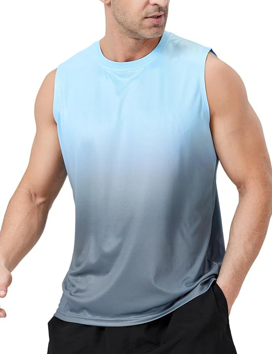 Men's Sleeveless UPF 50+ Swim Shirts Quick Dry Workout Tank Top UV Protection Running Gym Muscle T Shirts
