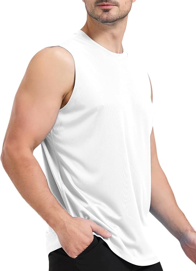 Men's Sleeveless UPF 50+ Swim Shirts Quick Dry Workout Tank Top UV Protection Running Gym Muscle T Shirts