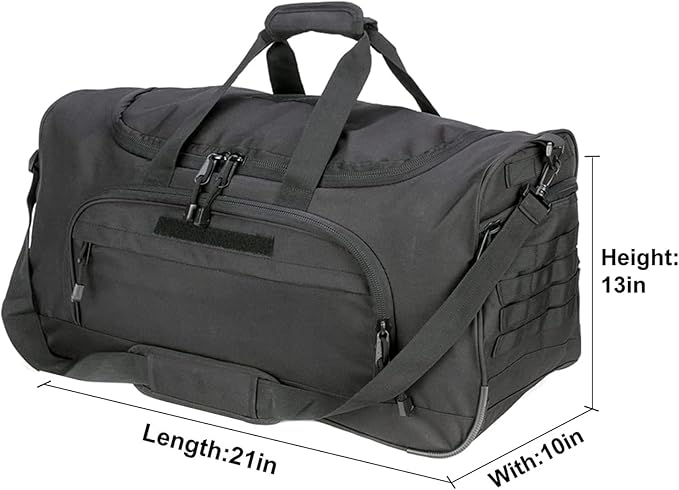 HYKING Gym Bag for Women & Men Tactical Duffle Military Weekender Work Out Lightweight Waterproof Sports Tote Shoe Pocket Black