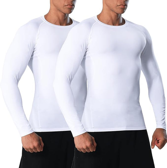 Men's Long Sleeve Compression Shirts Athletic Sport Undershirts Tight Base Layer Tops Rash Guard Workout Running Gym