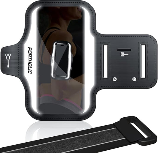 PORTHOLIC 2025 Running Armband Water Resistant Sports Phone Holder Case with Extension Strap, Key Card Slot Up to 6.9" Phone for iPhone 17/16/15/14/13 Plus Air Pro Max XR/XS, Galaxy S25/24/S10