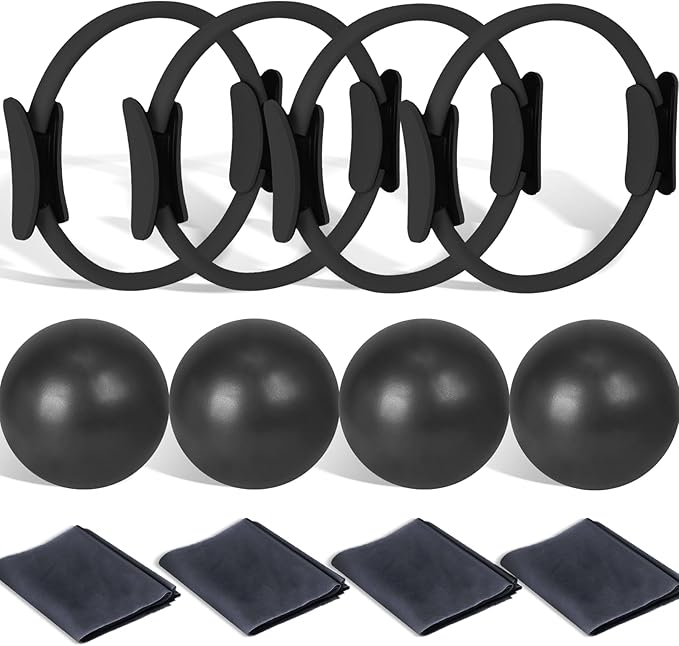 Pilates Ring and Ball Set Bulk, Pilates Equipment with 12 Inch Pilates Circle Rings, Small Yoga Balls, Resistance Bands, Pilate Essential Kit Bulk for Home Workouts Women, Pilates & Yoga Studio