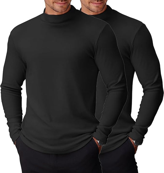 COOFANDY Mens Mock Turtleneck Long Sleeve Shirts Basic Thermal Turtle Neck Undershirt Lightweight Pullover Sweaters Top