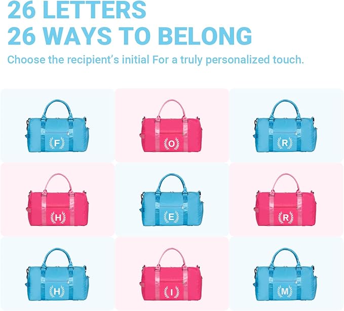 Gym Bag for Women, Personalized Duffle Bag with Shoe Compartment, Sports Bag for Yoga & Dance with Wet Pocket and Mat Strap(AquaBlue,J)