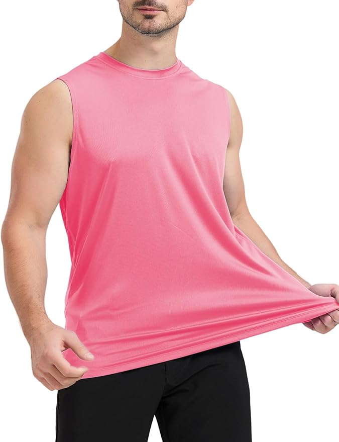Men's Sleeveless UPF 50+ Swim Shirts Quick Dry Workout Tank Top UV Protection Running Gym Muscle T Shirts