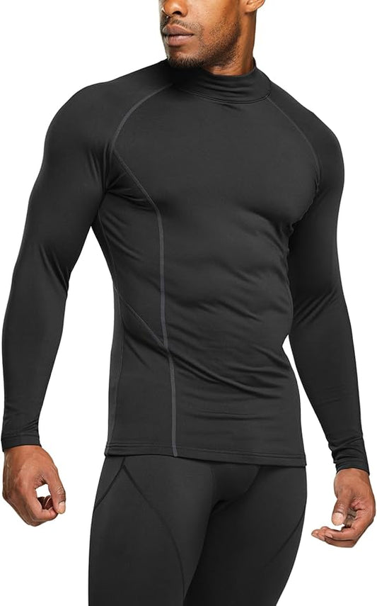TSLA Men's Thermal Long Sleeve Compression Shirts, Mock/Turtleneck Winter Sports Running Base Layer Top