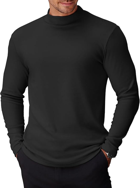 COOFANDY Mens Mock Turtleneck Long Sleeve Shirts Basic Thermal Turtle Neck Undershirt Lightweight Pullover Sweaters Top