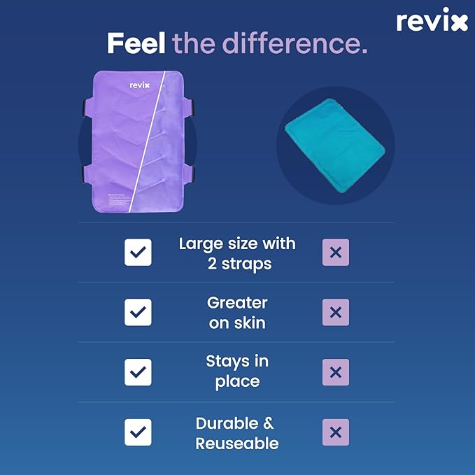 REVIX Extra-Large Back Ice Pack, Reusable Gel Cold Compress Wrap for Full Back Relief, Ideal for Muscle Pain, Tiredness, Recovery, and Sore Muscles – Adjustable Straps, Purple