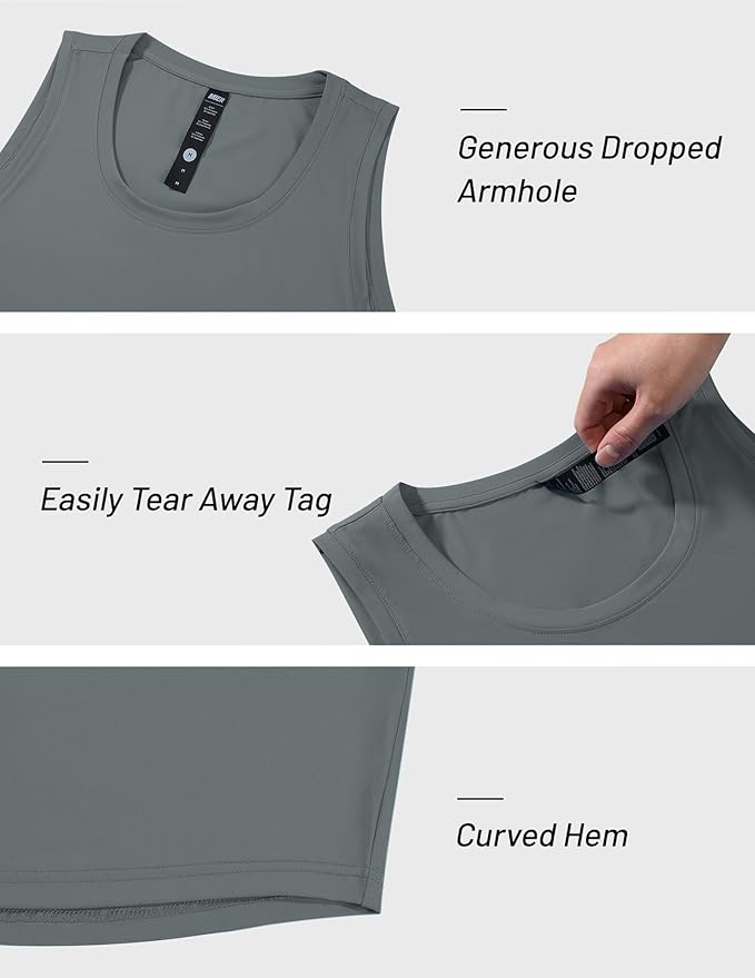 MIER Men's Tank Tops Workout Sleeveless Tee Shirts Muscle Athletic Gym Running Beach Tanks for Men, Quick Dry