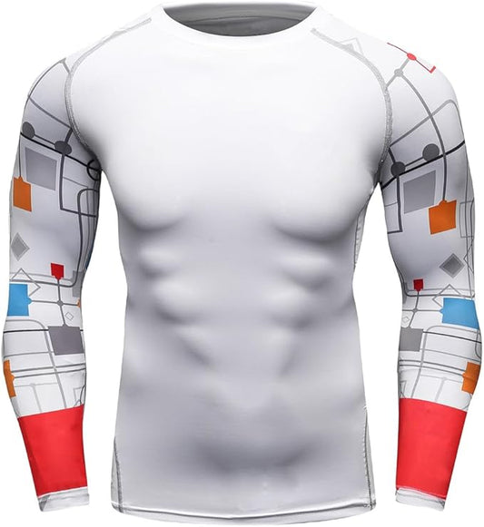 Men's Soft Slim Long Sleeve Dry-Fit Compression Gym Trainning Shirt