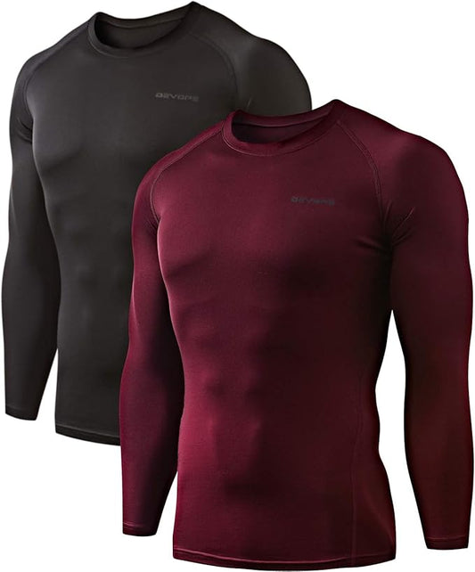 DEVOPS 2 Pack Men's Thermal Long Sleeve Compression Shirts