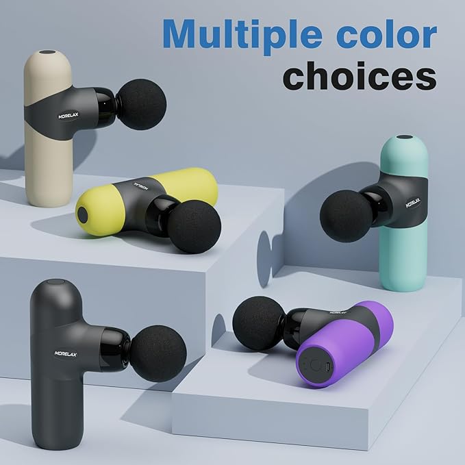 Morelax Mini Massage Gun Portable Deep Tissue Muscle Percussion Massager, Electric Handheld Sport Massager with 6 Massage Heads 4 Speed, Best Gift (Mint)