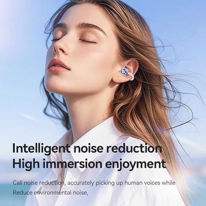 Clip-on Earbuds,Open Ear Earbuds Wireless Bluetooth 5.4, Lightweight Open Ear Headphones with C-Shaped Bridge,Slim Hook,60H Battery,Waterproof,for Glasses Wearers and Workouts (Purple)