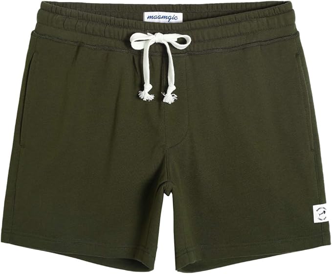 maamgic Mens Athletic Gym Shorts 5.5" Elastic Waist Casual Pajama Pocket Jogger Men Workout Short Pants