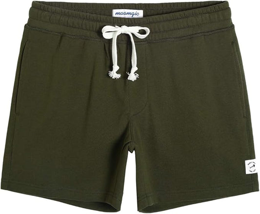 maamgic Mens Athletic Gym Shorts 5.5" Elastic Waist Casual Pajama Pocket Jogger Men Workout Short Pants