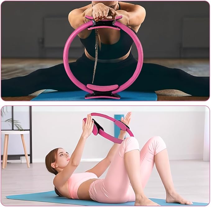 Pilates Ring and Ball Set, 6 Pcs Home Pilates Kit with 13” Circle Circle Yoga Ring 3 Resistance Bands 9.8” Pilates Ball Pilates Grip Socks, Pilates Essential Kit for Women Girl Home Workouts