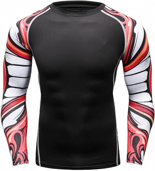 Men's Soft Slim Long Sleeve Dry-Fit Compression Gym Trainning Shirt