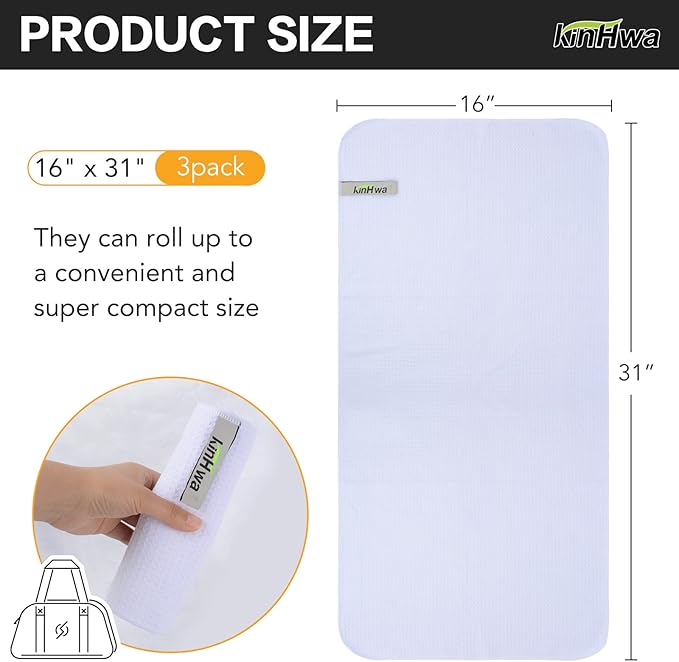 KinHwa Gym Towels - Absorbent Wicking Workout Towels, Quick Dry & Compact, Ideal for Yoga, Fitness, Treadmill or Indoor Bike