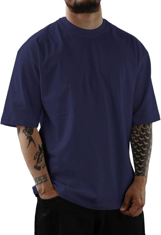 Mens Oversize Short Sleeve T-Shirts Loose Fit Solid Color Lightweight Tee Shirt Athletic Dry Fit Top