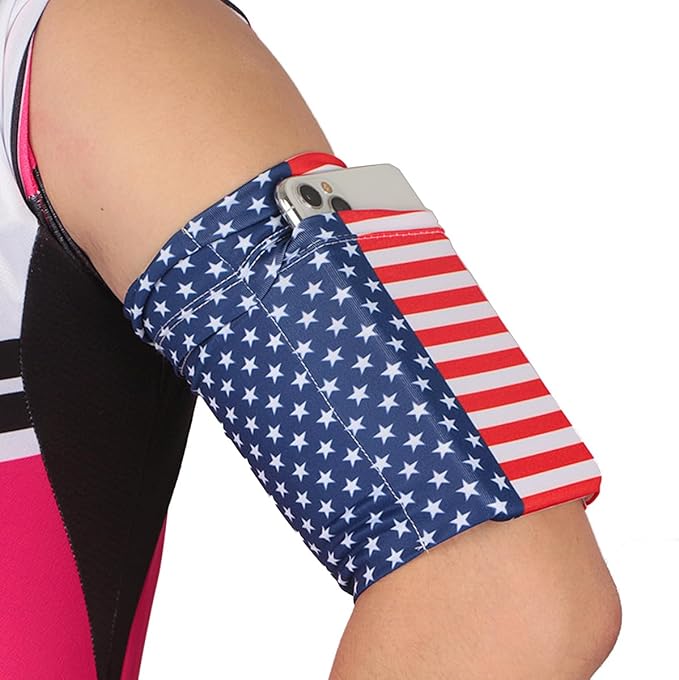 Running Phone Armband for Men Women,Universal Arm Bands for Phones Below 7.5 Inches,Waterproof Cell Phone Armband for Hiking,Running,Cycling,Climbing(Star Stripes L)