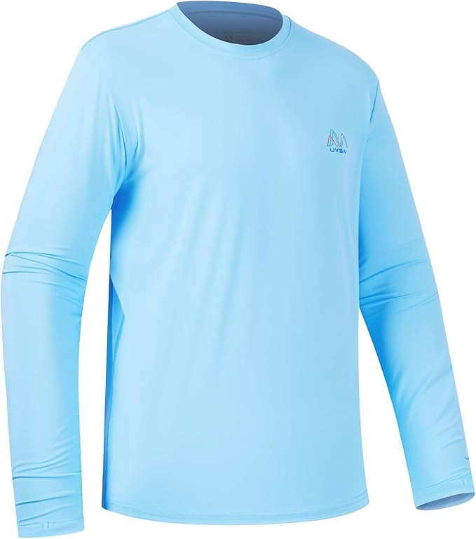 Men’s UPF 50+ Long Sleeve Performance T-Shirts Permanent UV Protective Quick Dry for Everyday Hiking Fishing Beach