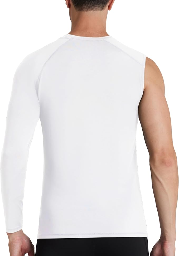 Mens One Arm Sleeve Compression Shirts 1/2 Long Sleeve Athletic Base Layer Undershirt Basketball Workout Top
