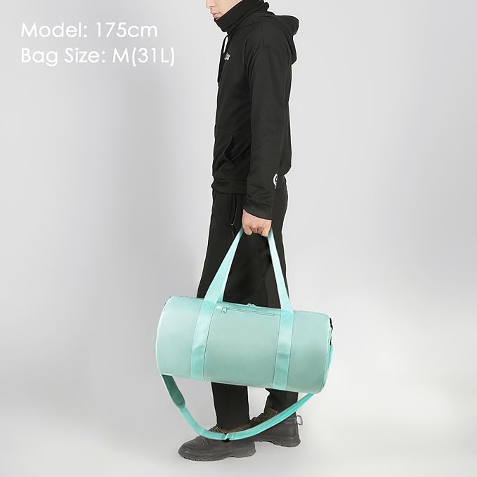 Small Gym Bag Duffel Bag for Women Men Fitness Sports Bag Workout Adjustable Detachable Shoulder Strap Lightweight Carry on Travel Duffle Bag (Green, 19" / Medium / 24L)