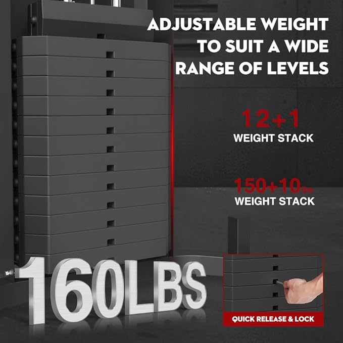 SPART Home Gym, Multifunctional Home Gym Equipment, Workout Station with 160LBS Weight Stack for Leg Press & Chest Fly, All in One Workout Machine Full Body Strength Training with Pulley System