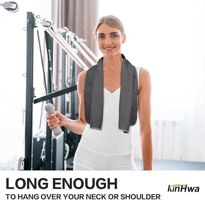 KinHwa Gym Towels - Absorbent Wicking Workout Towels, Quick Dry & Compact, Ideal for Yoga, Fitness, Treadmill or Indoor Bike