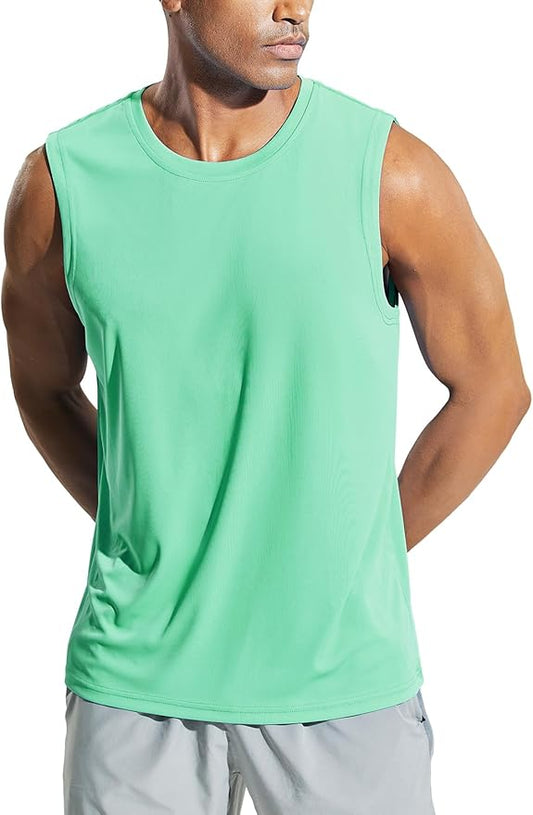 MIER Men's Workout Tank Tops UPF 50+ Swim Shirts Quick Dry Running Sleeveless UV Protection Muscle Tees