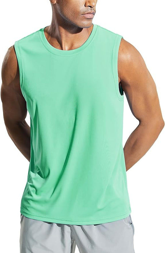 MIER Men's Workout Tank Tops UPF 50+ Swim Shirts Quick Dry Running Sleeveless UV Protection Muscle Tees
