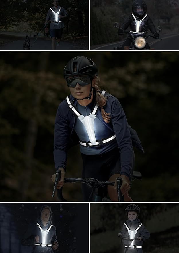 LED Reflective Running Vest Gear,Light Up Vest Runners Night Walking USB Rechargeable,Up to 11hrs Light with Adjustable Waist/Shoulder for Women Men Kids