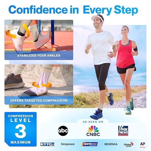 Modvel Foot & Ankle Brace Socks for Sprained Ankle Compression Sleeve - Foot Support for Women & Men - Tendonitis & Arthritis Ankle Brace Sports Running, Torn Ligaments & Women Stabilizing Ankle Wrap