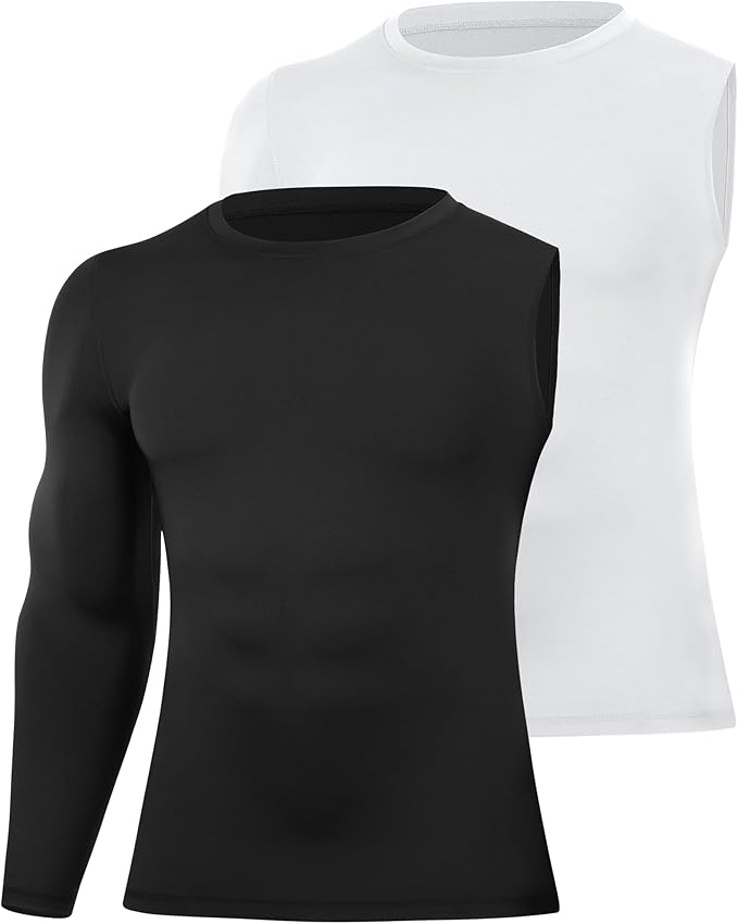 Runhit Men's Basketball One Arm Compression Shirts Long Sleeve 1/2 Single Arm Athletic Undershirt Workout Base Layer Top