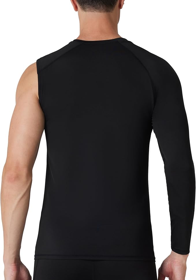 Mens One Arm Sleeve Compression Shirts 1/2 Long Sleeve Athletic Base Layer Undershirt Basketball Workout Top