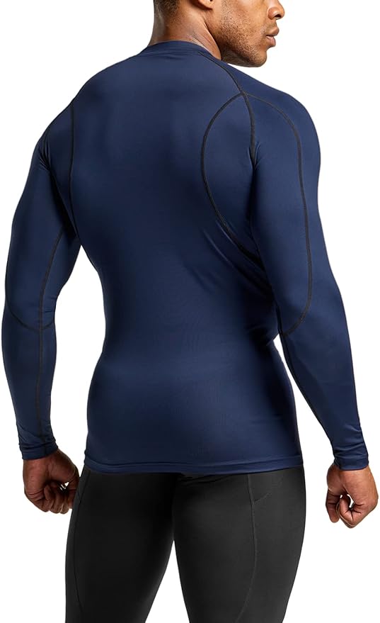 TSLA Men's UPF 50+ Compression Shirts, Cool Dry Long Sleeve Athletic Tops, Sports Baselayer Workout Shirt