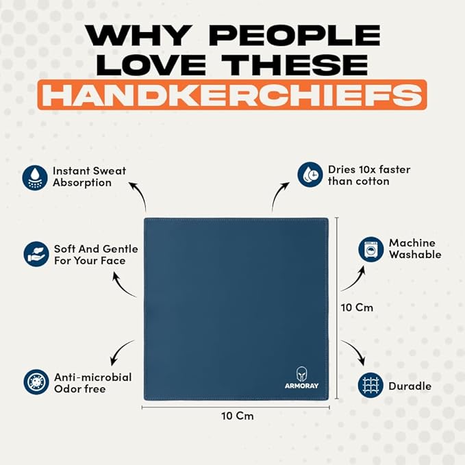 ARMORAY Sweat Absorbing Towel Handkerchief – Quick-Dry Microfiber Gym Towels for Face, Hands & Body – Workout Towel for Men, Sport Rag, Perfect for Tennis, Pickleball & Sauna Use by Women