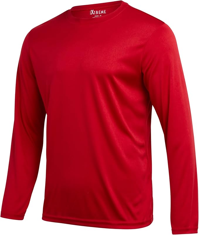 iXtreme Mens Athletic Shirts - 4 Pack Moisture Wicking Long Sleeve Dri Fit Shirts for Men - Workout Tops & Activewear (S-3X)