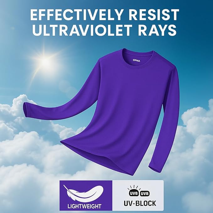 Men's Long Sleeve Moisture Wicking Athletic Shirts, Dry Fit Long Sleeve UV Protection Shirts Men for Workout, Running, Hiking