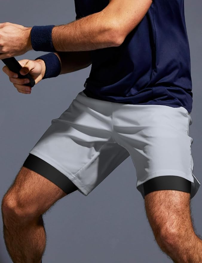 Aolesy Men's 5''/7'' Running Shorts Quick Dry Workout Gym Shorts with Pockets, Tennis Training Athletic（Linerless & Liner）