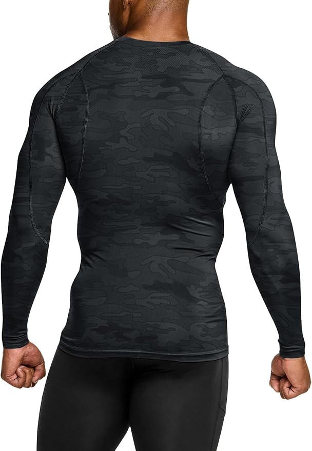 TSLA Men's UPF 50+ Compression Shirts, Cool Dry Long Sleeve Athletic Tops, Sports Baselayer Workout Shirt